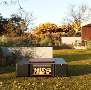 Oak Garden Fire Pit and Log Storage